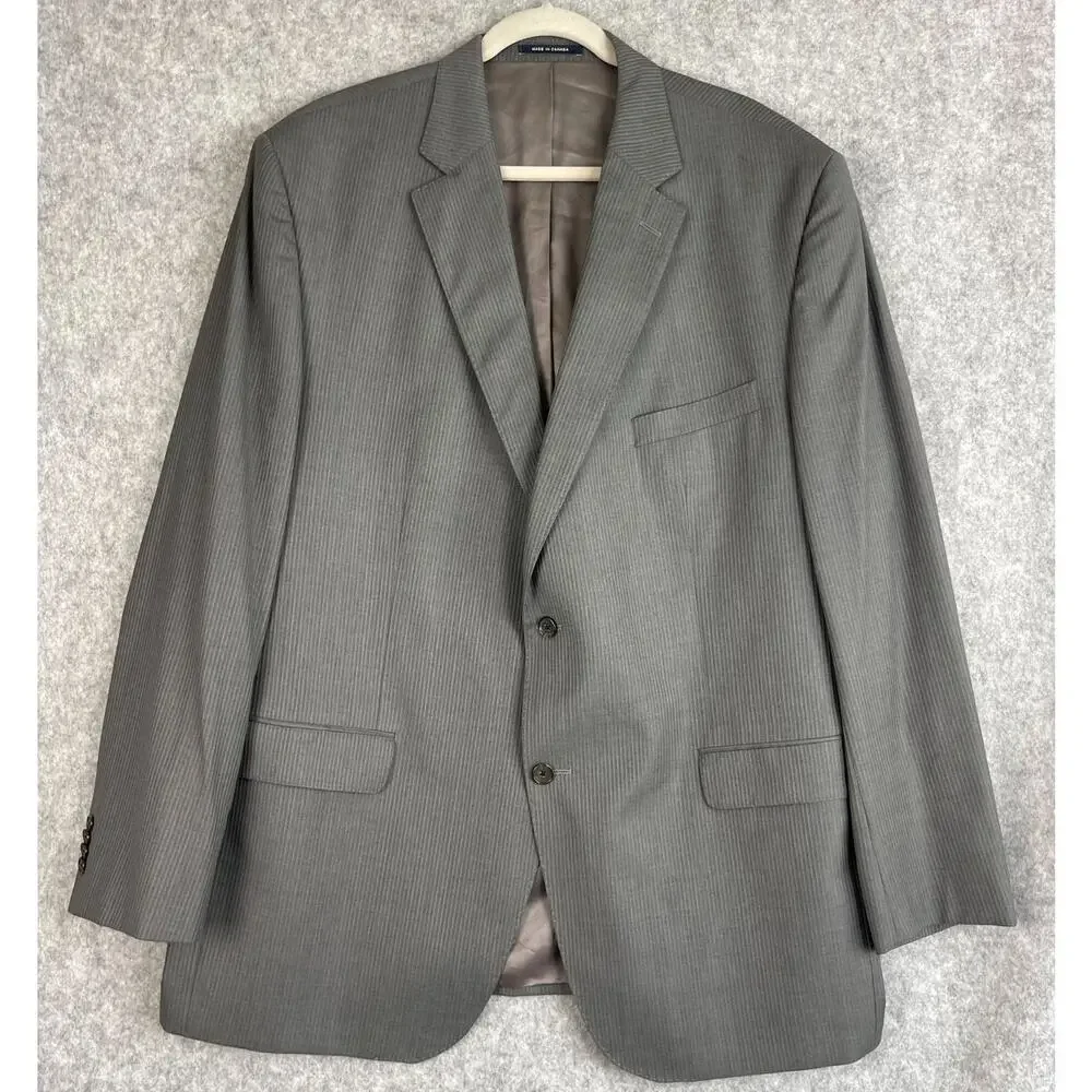 Cremieux Loro Piana Wool Blazer Sport Coat Mens 50L Gray Pin Stripe Super‎ 130s